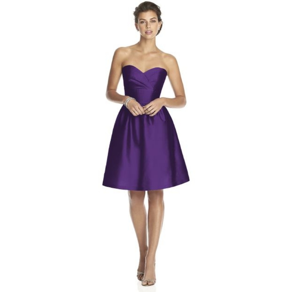 Alfred Sung Strapless Tea Length Dress